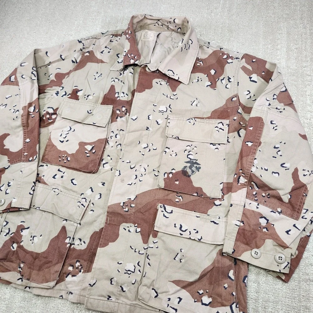 Vintage US Military Desert Camo Jacket Men Medium Short Coat Choclate Chip Marin